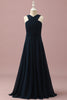 Load image into Gallery viewer, Navy Halter A-Line Sleeveless Junior Bridesmaid Dress