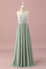 Load image into Gallery viewer, Green Lace and Chiffon Halter Junior Bridesmaid Dress