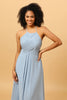 Load image into Gallery viewer, Halter Chiffon Blue Bridesmaid Dress with Ruffles