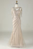 Load image into Gallery viewer, Sparkly Champagne Beaded Mermaid Long Prom Dress with Wrap