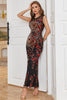 Load image into Gallery viewer, Sheath Round Neck Dark Green Beaded Formal Evening Party Dress