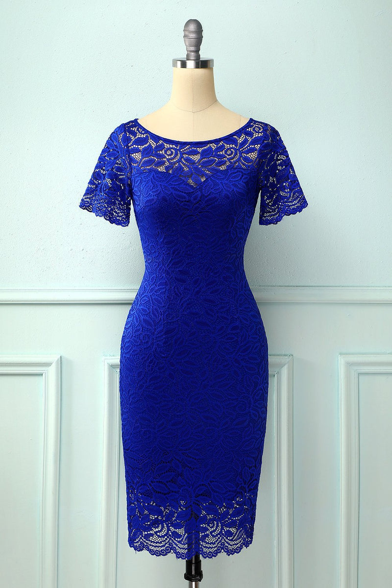 Load image into Gallery viewer, Navy Bodycon Lace Plus Size Dress