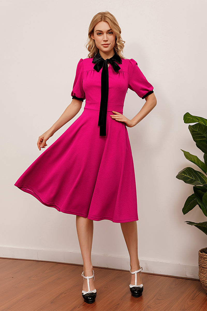 Load image into Gallery viewer, Fuchsia Casual Swing Dress