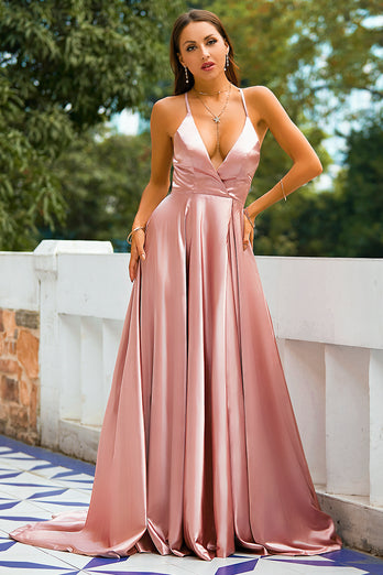 Pink Satin Prom Dress