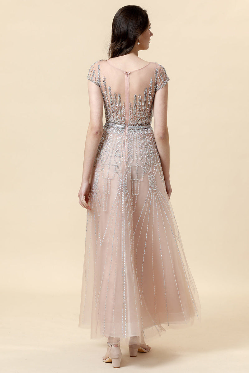 Load image into Gallery viewer, Sparkly Blush Beaded A-Line Tulle Formal Dress