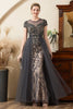 Load image into Gallery viewer, Grey A Line Tulle Beaded Glitter Mother of Bride Dress