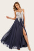 Load image into Gallery viewer, Dusty Blue Long Chiffon Prom Dress with Lace