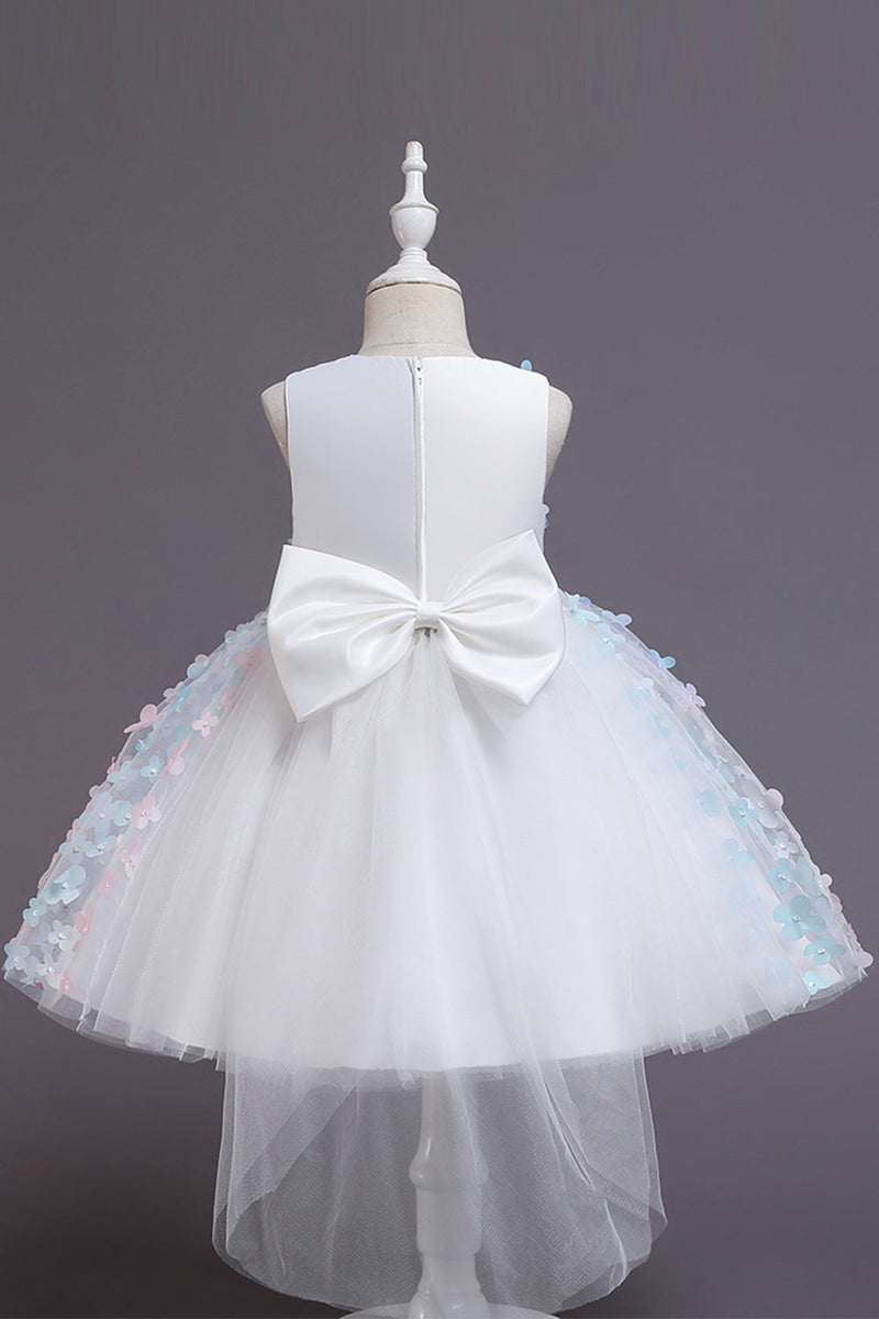 Load image into Gallery viewer, Pink High Low Flower Girl Dress with Bowknot