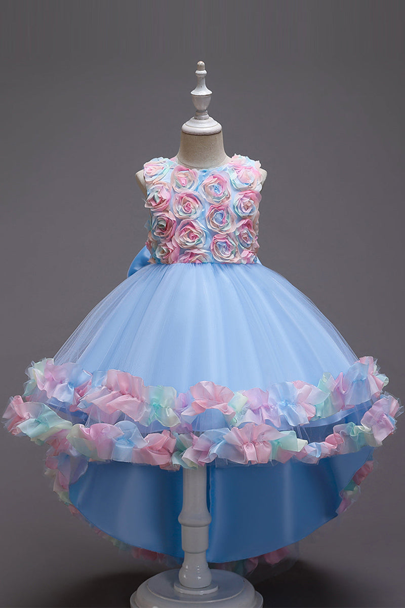 Load image into Gallery viewer, Pink Flower Girl Dress with Flowers and Bowknot