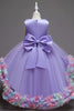 Load image into Gallery viewer, Pink Flower Girl Dress with Flowers and Bowknot
