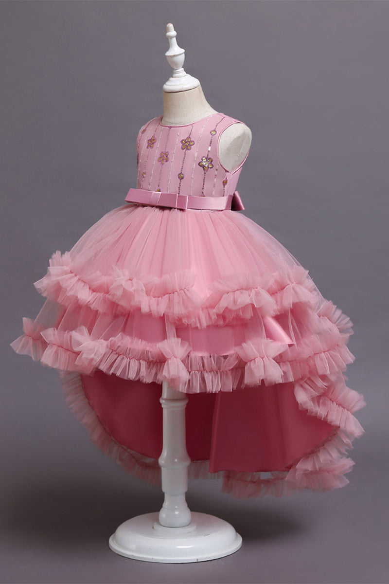 Load image into Gallery viewer, Blush High Low Tiered Flower Girl Dress