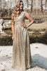 Load image into Gallery viewer, V Neck Sequin Prom Bridesmaid