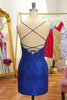 Load image into Gallery viewer, Blue Sequins Tight Backless Short Party Dress