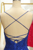 Load image into Gallery viewer, Blue Sequins Tight Backless Short Party Dress