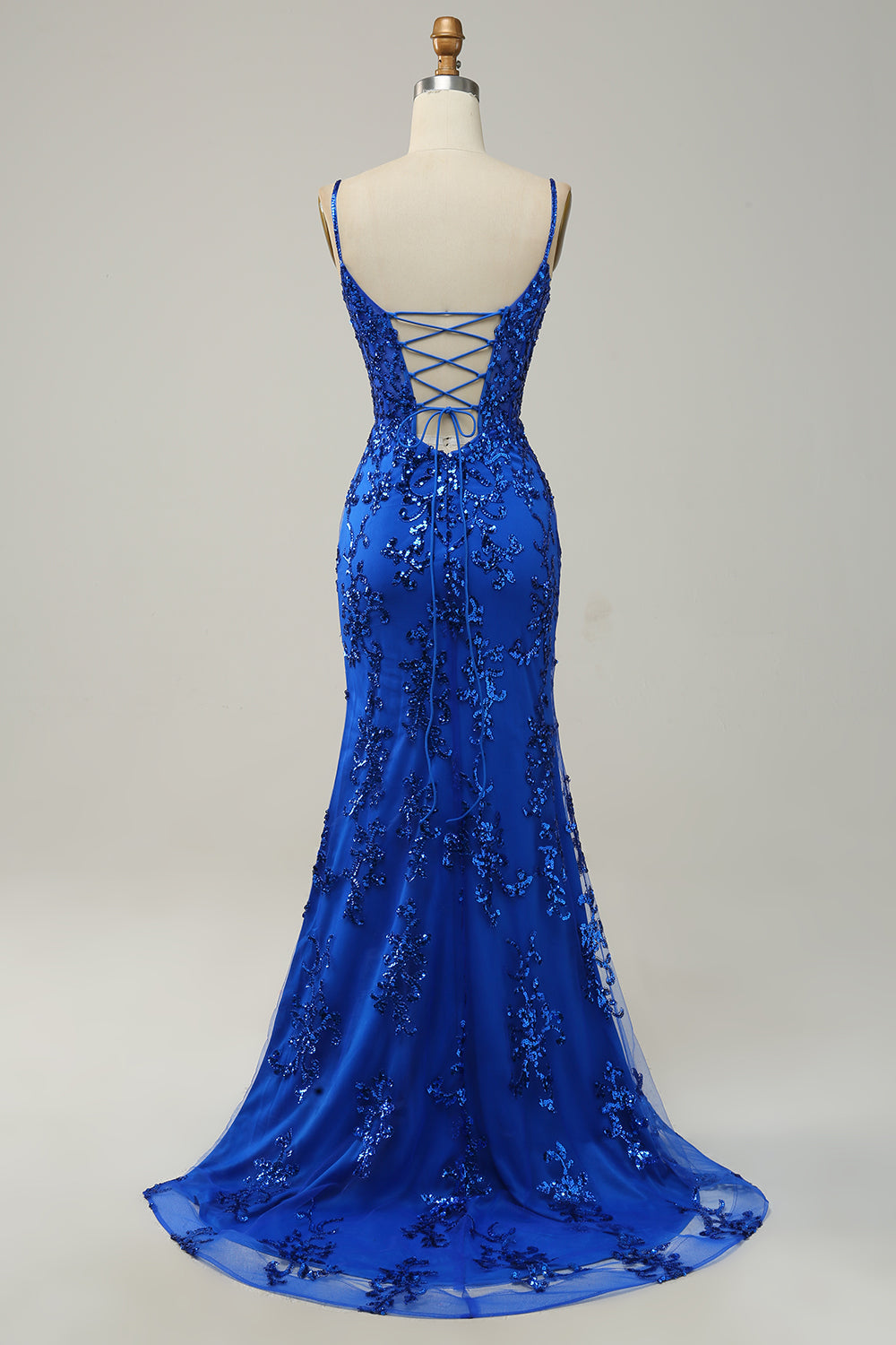 Zapaka Women Royal Blue Sequins Long Prom Dress Mermaid Spaghetti Straps Formal Dress with Split Front ZAPAKA UK Zapaka Women Royal Blue Sequins Long Prom Dress Mermaid Spaghetti Straps Formal Dress with Split Front ZAPAKA UK