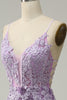Load image into Gallery viewer, Mermaid Spaghetti Straps Purple Long Prom Dress with Appliques
