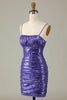 Load image into Gallery viewer, Sparkly Purple Sequins Spaghetti Straps Tight Short Homecoming Dress