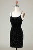 Load image into Gallery viewer, Black Spaghetti Straps Sequin Homecoming Dress With Criss Cross Back