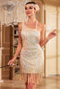 Load image into Gallery viewer, Sparkly One Shoulder Golden Sequins 1920s Dress with Fringes