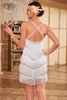 Load image into Gallery viewer, Sheath V-Neck White 1920s Dress Cross Back with Fringes