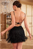 Load image into Gallery viewer, Sparkly Spaghetti Straps Black Sequins Great Gatsby Dress with Butterfly