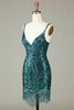 Load image into Gallery viewer, Sparkly Bodycon Spaghetti Straps Blue Sequins Short Homecoming Dress with Tassel