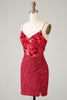 Load image into Gallery viewer, Sparkly Red Corset Sequin Mirror Tight Homecoming Dress