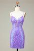Load image into Gallery viewer, Stylish Lilac Sequins Corset Party Dress with Criss Cross Back