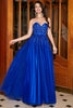 Load image into Gallery viewer, Royal Blue A-Line Sweetheart Long Beaded Prom Dress with Accessory