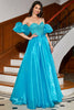 Load image into Gallery viewer, A-Line Blue Corset Prom Dress with Beading