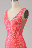 Charming Mermaid Deep V Neck Sparkly Sequin Prom Dress with Embroidery