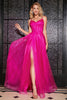 Load image into Gallery viewer, Hot Pink A-Line Spaghetti Straps Long Corset Prom Dress with Slit