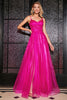 Load image into Gallery viewer, Hot Pink A-Line Spaghetti Straps Long Corset Prom Dress with Slit