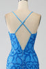 Load image into Gallery viewer, Blue Mermaid Spaghetti Straps Sequins Long Prom Dress