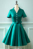Load image into Gallery viewer, Navy V Neck 1950s Dress with Bowknot