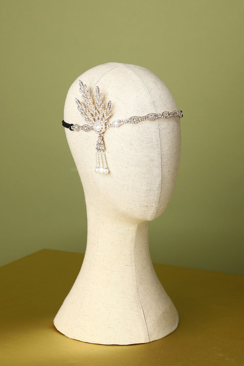 Load image into Gallery viewer, White Beaded 1920s Flapper Headband