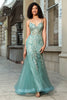 Load image into Gallery viewer, Stunning Mermaid Spaghetti Straps Light Green Corset Prom Dress with Appliques