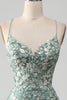 Load image into Gallery viewer, Mermaid Lace-Up Back Light Green Prom Dress with Appliques