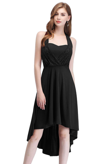 High Low Halter Black Vintage Dress