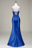 Load image into Gallery viewer, Stylish Mermaid Spaghetti Straps Purple Corset Prom Dress with Split Front
