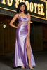 Load image into Gallery viewer, Stylish Mermaid Spaghetti Straps Purple Corset Prom Dress with Split Front