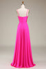 Load image into Gallery viewer, Hot Pink Spaghetti Straps A-line Prom Dress with Pleated