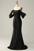 Load image into Gallery viewer, Mermaid Off the Shoulder Black Open Back Long Prom Dress