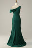 Load image into Gallery viewer, Mermaid One Shoulder Dark Green Long Prom Dress