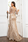 Mermaid Golden Mother Dress with Long Sleeves