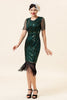 Load image into Gallery viewer, Sheath Round Neck Dark Green Beaded 1920s Flapper Dress with Tassel