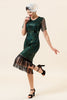 Load image into Gallery viewer, Sheath Round Neck Dark Green Beaded 1920s Flapper Dress with Tassel