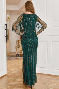 Dark Green Sequin Glitter Wedding Party Dress