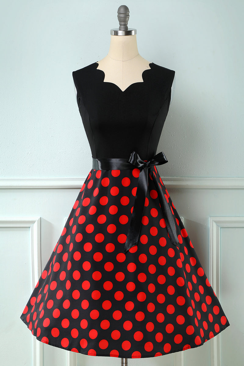 Load image into Gallery viewer, Red Dots Vintage 1950s Dress