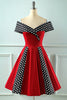 Load image into Gallery viewer, Off Shoulder Red Polka Dots Vintage 1950s Dress